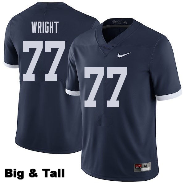 NCAA Nike Men's Penn State Nittany Lions Chasz Wright #77 College Football Authentic Throwback Big & Tall Navy Stitched Jersey JFS4798IG